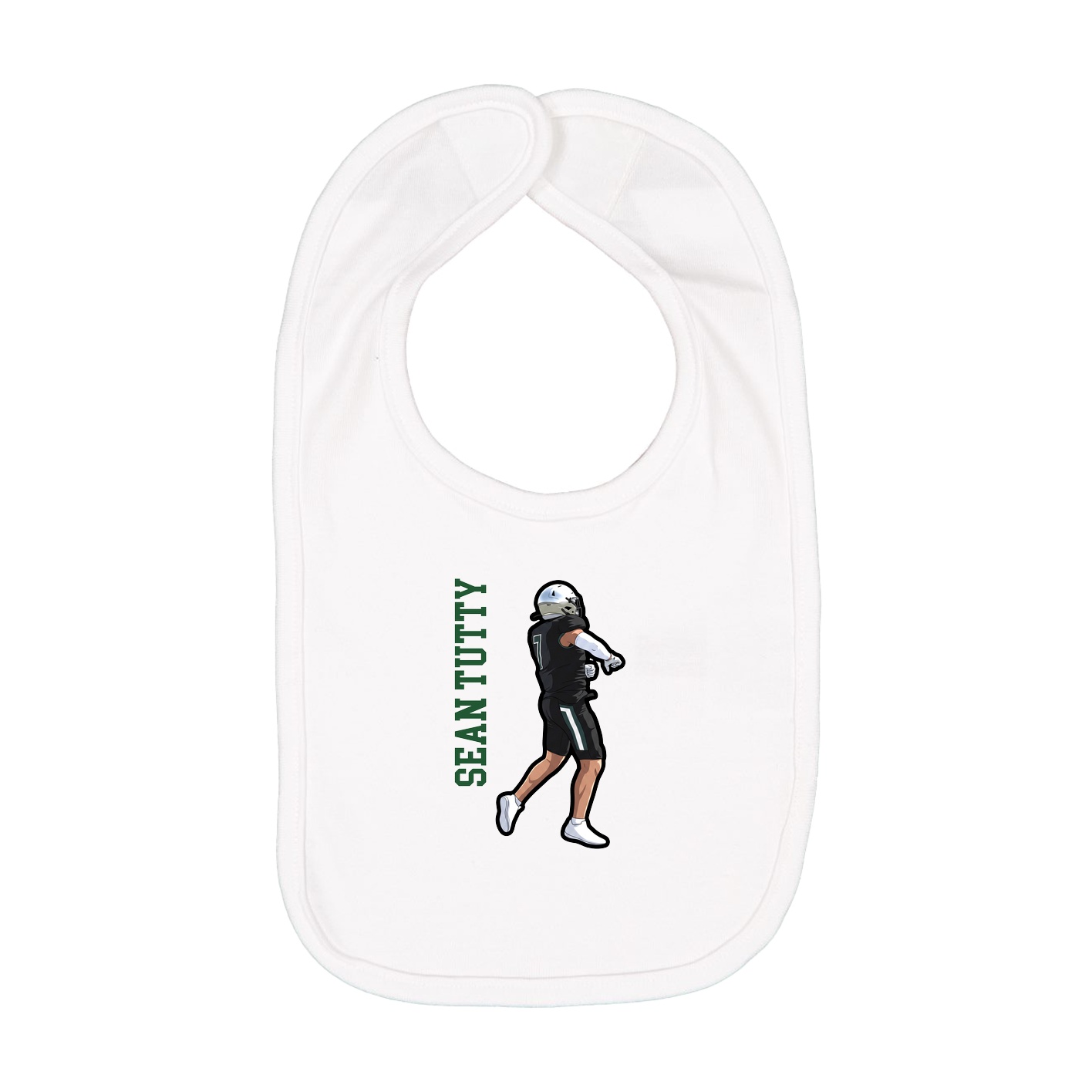 Infant Bib — Name Vertical in White