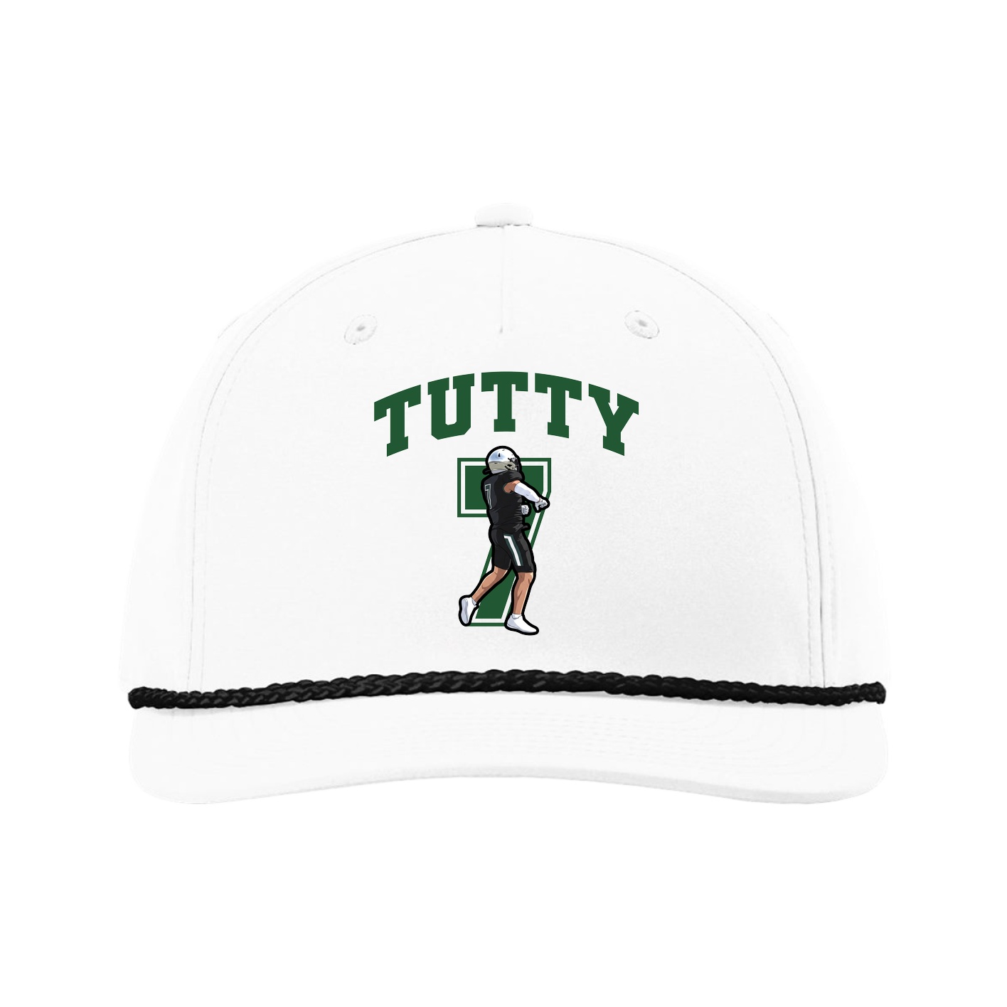 Five-Panel Classic Rope Cap — Number in White