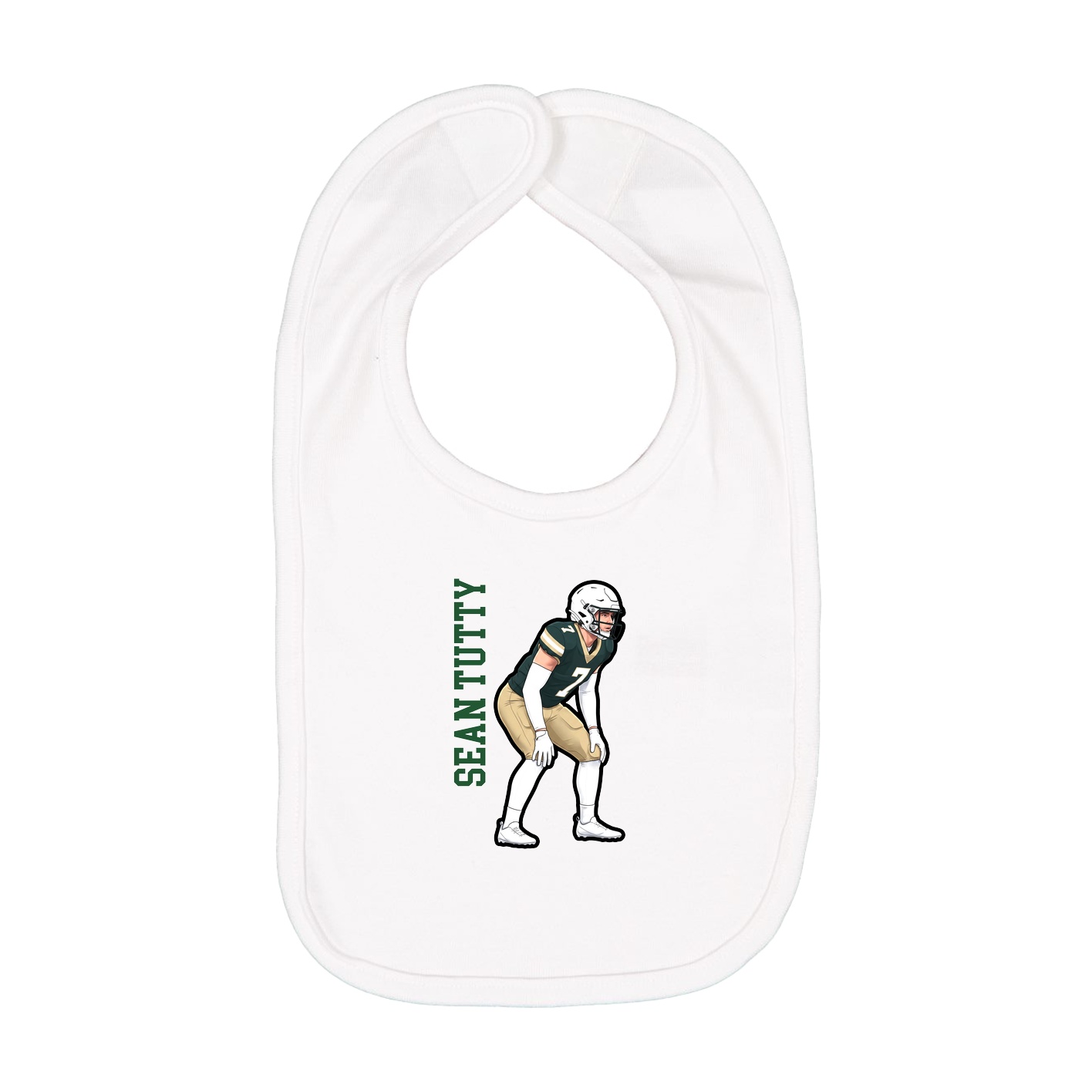 Infant Bib — Name Vertical in White