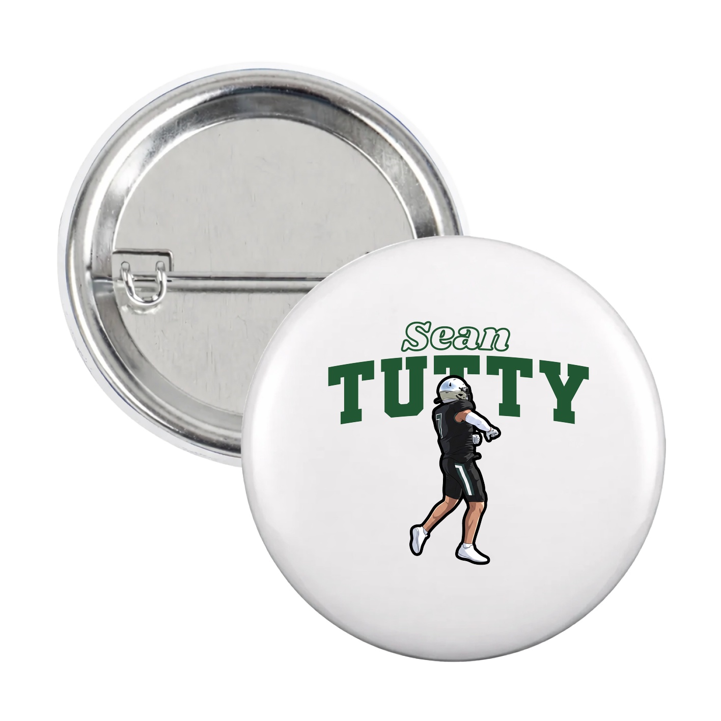 Game Day Button — Name Arch in White
