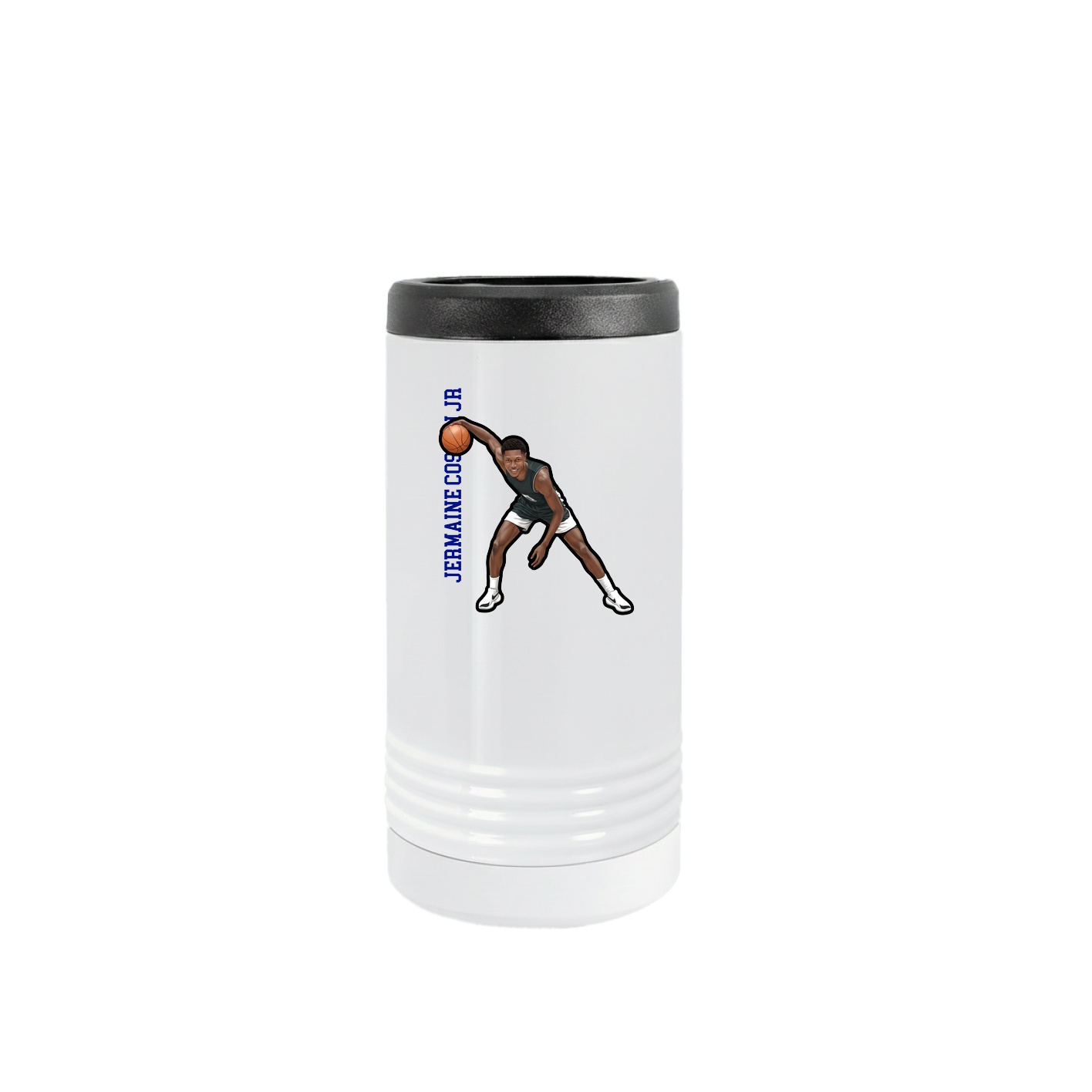 Slim Beverage Holder — Name Vertical in White
