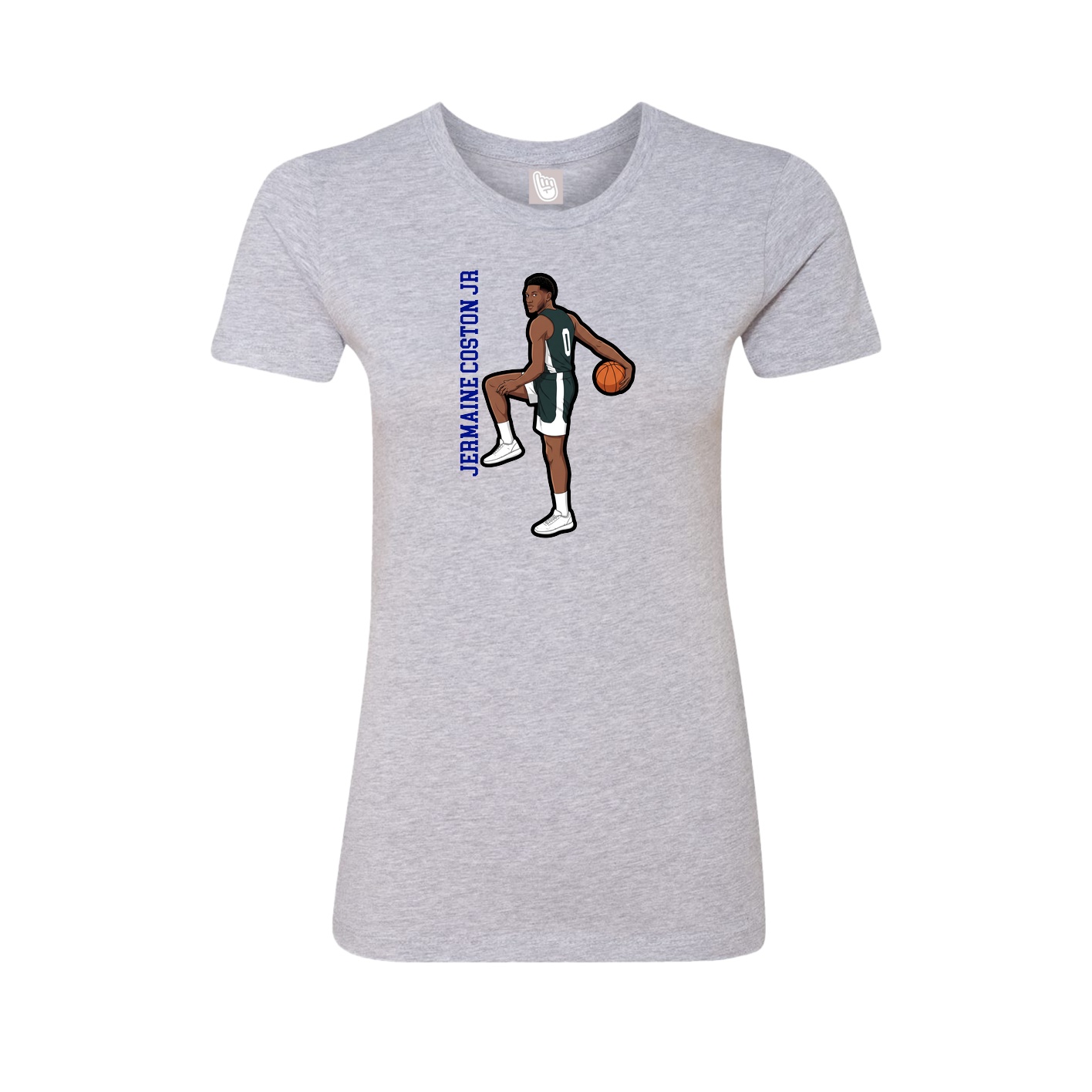Fitted Women's Tee — Name Vertical in Grey