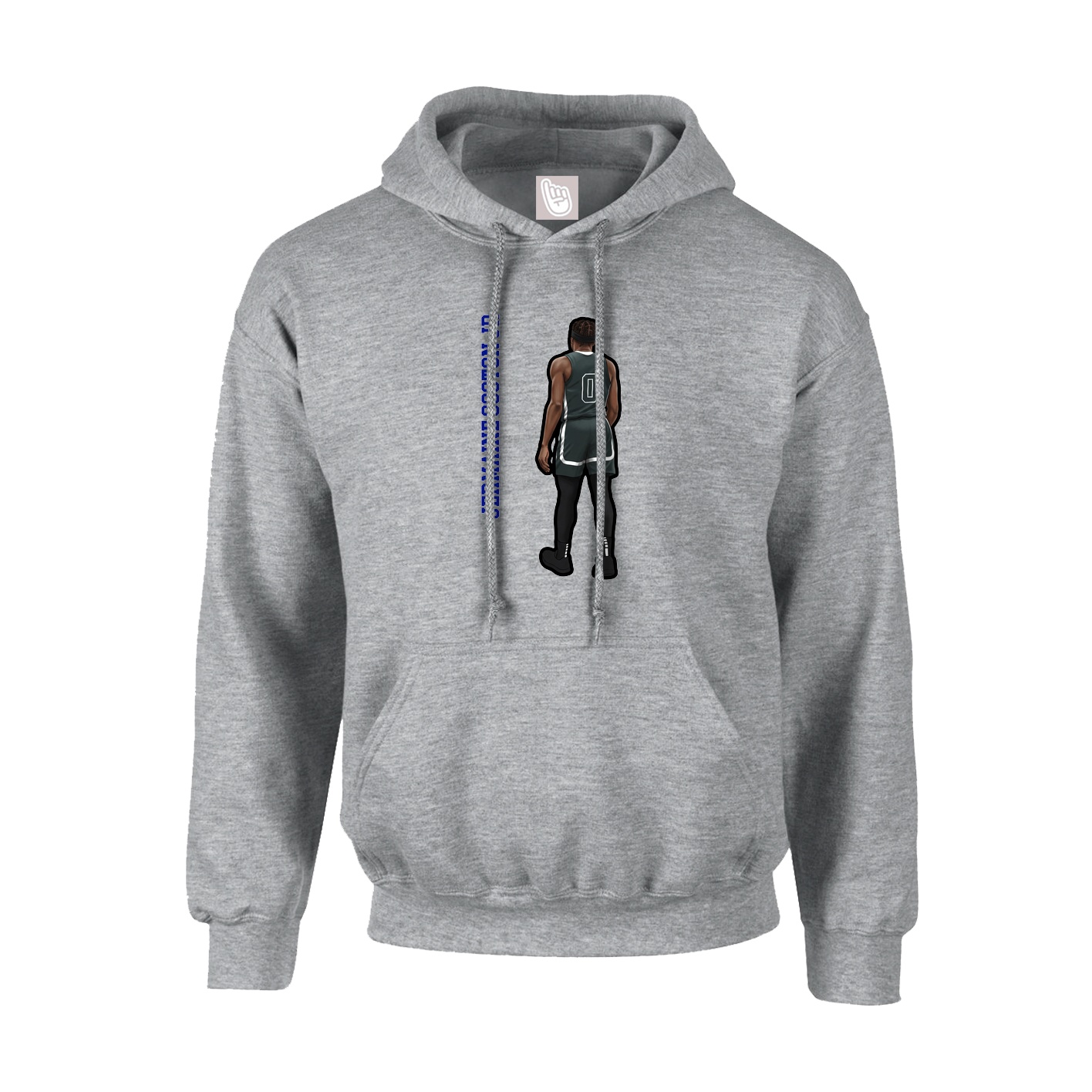 Youth Hoodie — Name Vertical in Grey