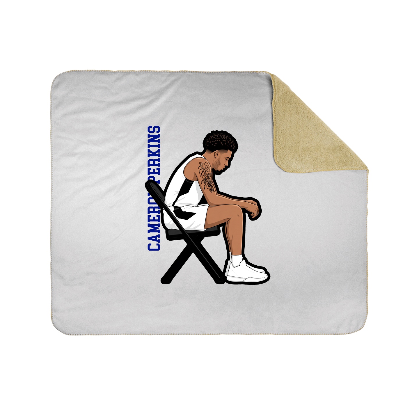 Throw Blanket — Name Vertical in White