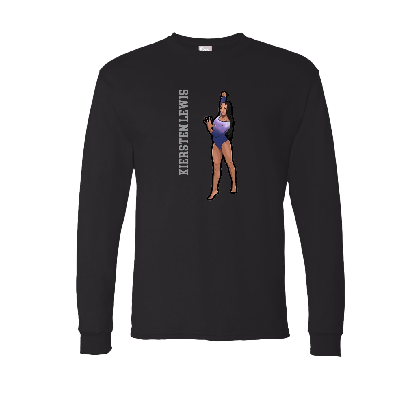 Long Sleeve Tee — Name Vertical in Black