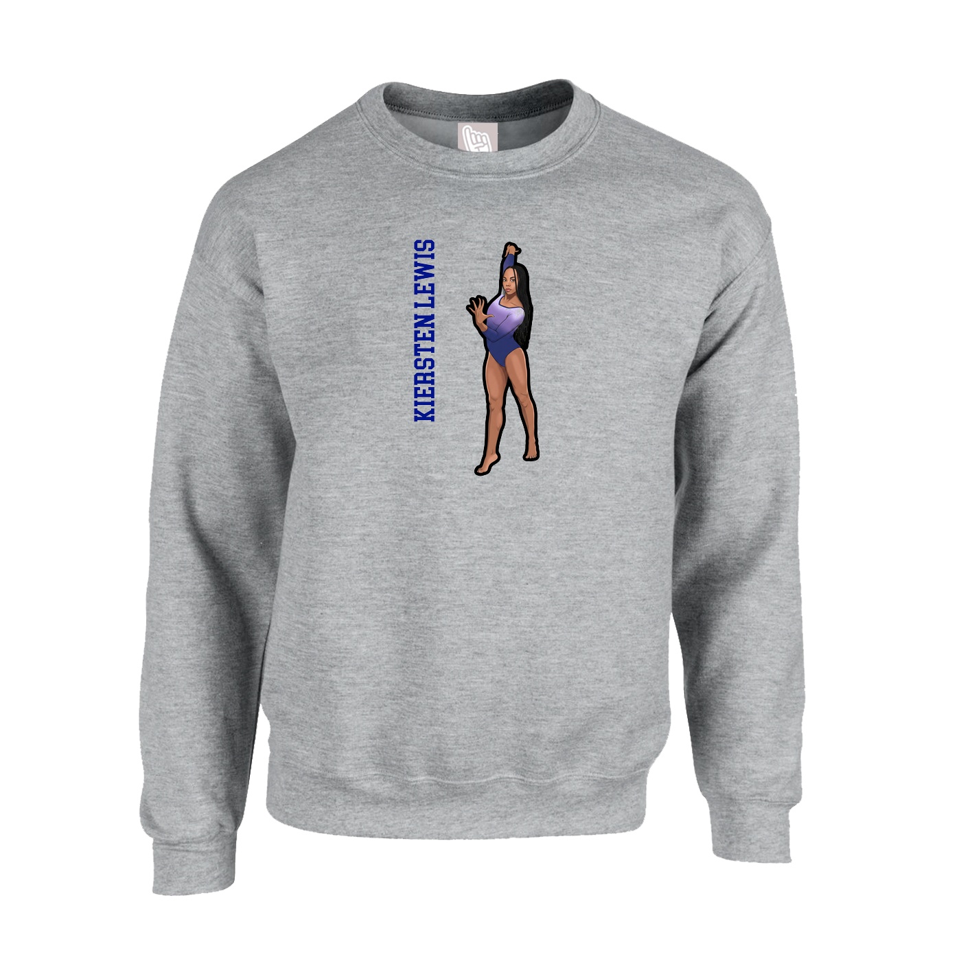 Fleece Crew — Name Vertical in Grey