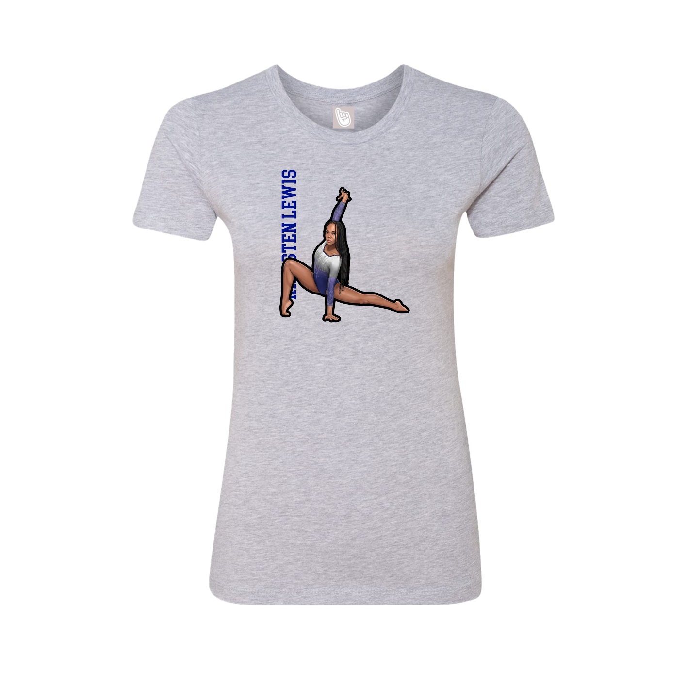 Fitted Women's Tee — Name Vertical in Grey