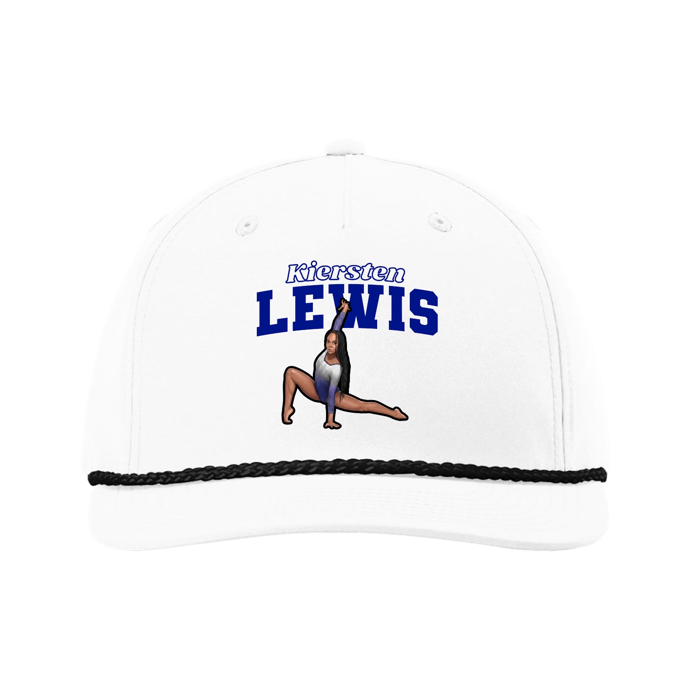 Five-Panel Classic Rope Cap — Name Arch in White
