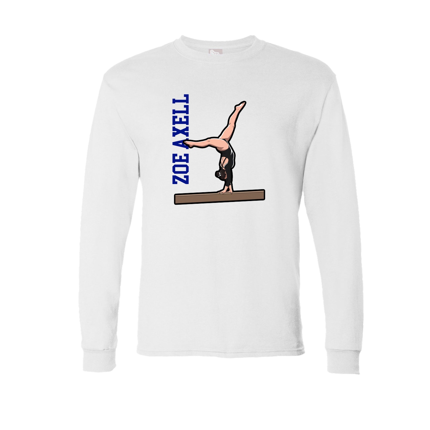 Long Sleeve Tee — Name Vertical in White