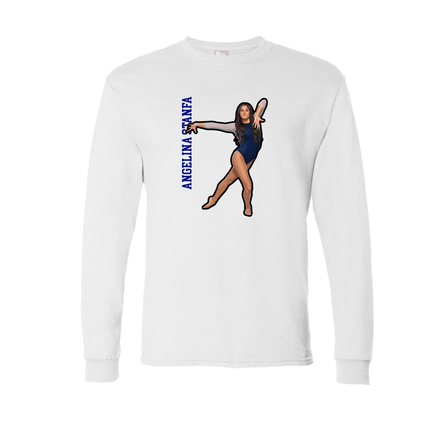 Long Sleeve Tee — Name Vertical in White