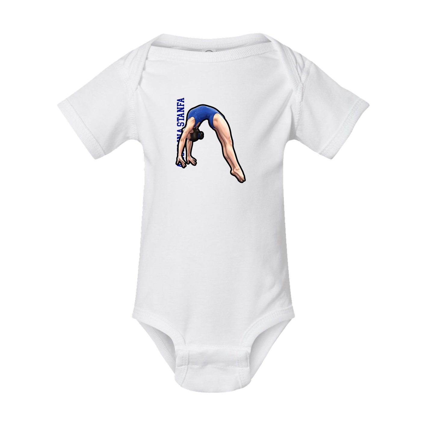 Baby Onesie — Name Vertical in White