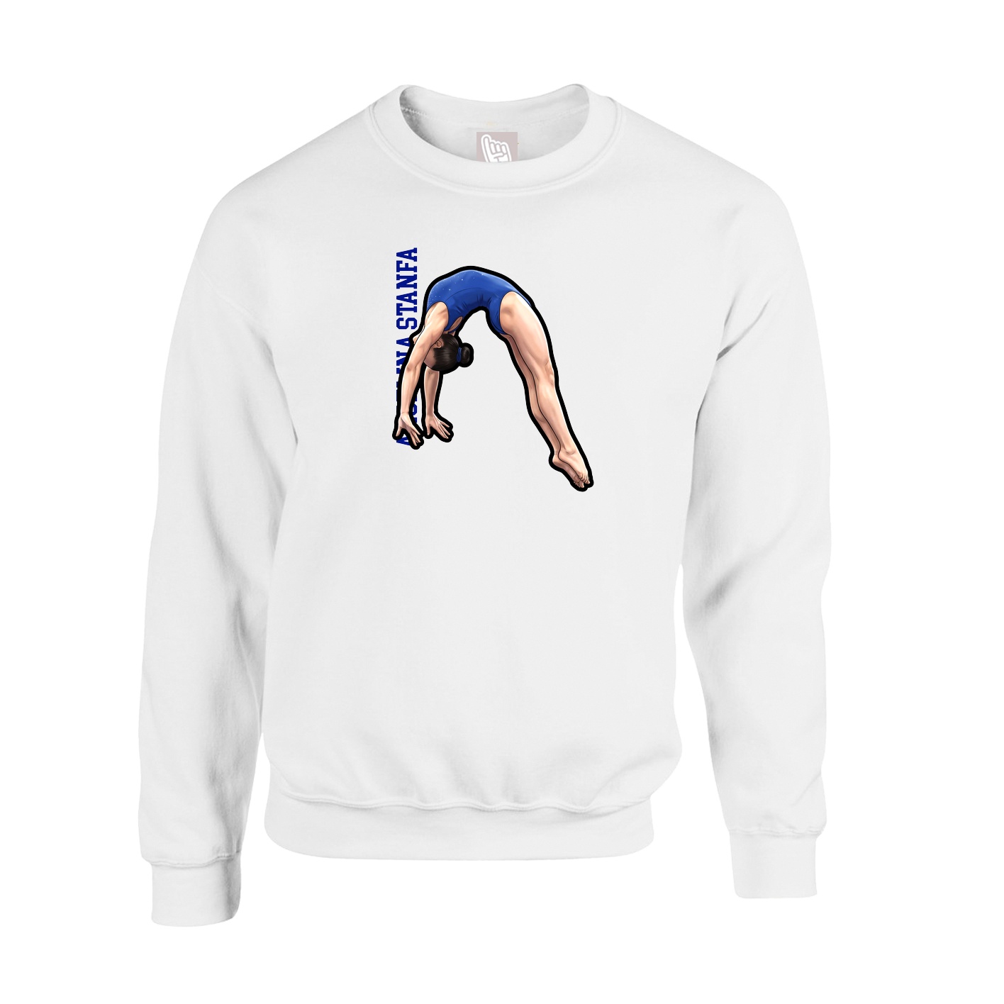 Fleece Crew — Name Vertical in White