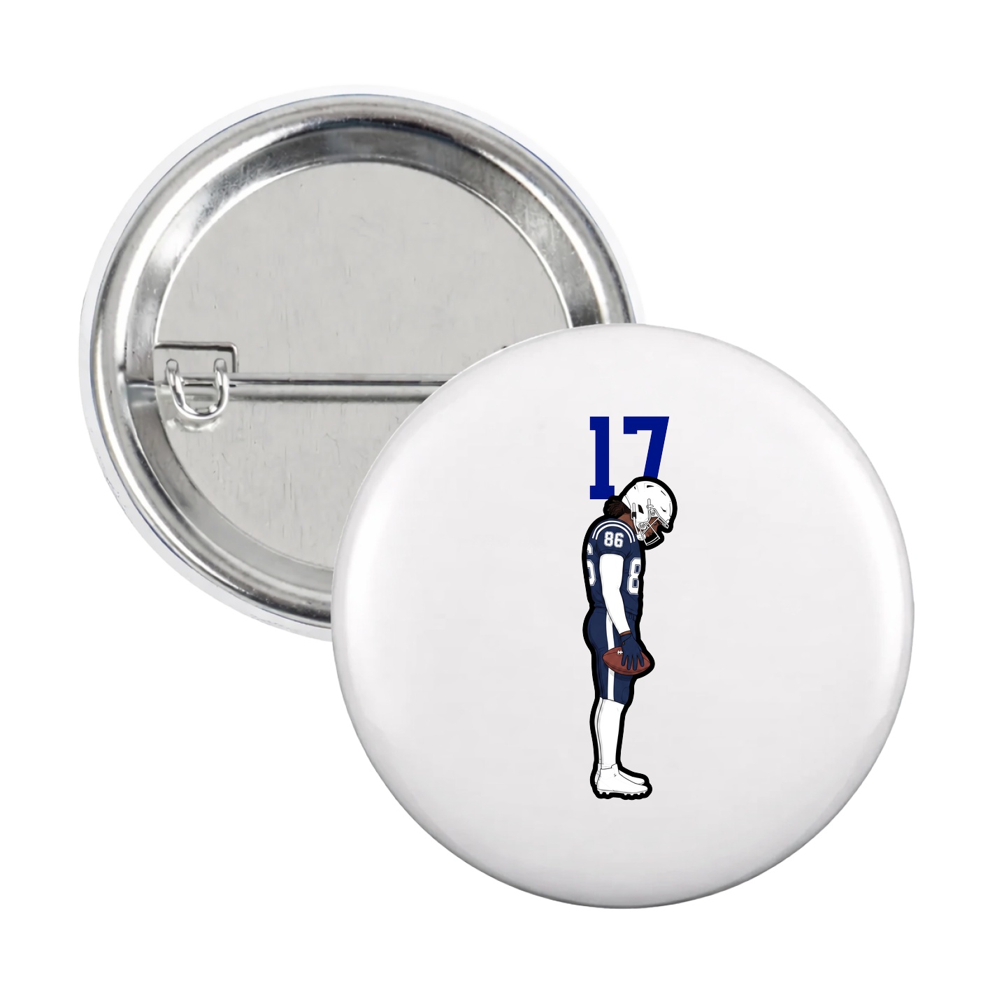 Game Day Button — Number Top in White