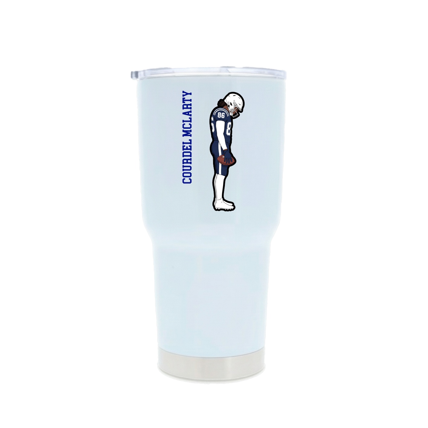 30oz Stainless Steel Tumbler — Name Vertical in White