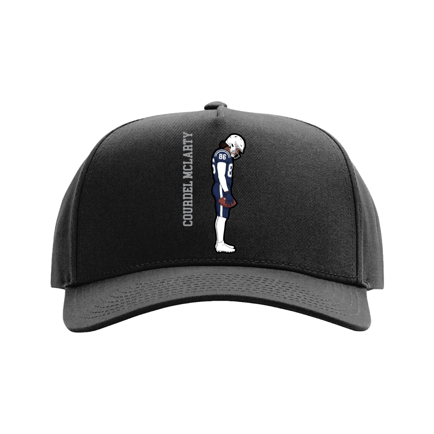 Full Fabric Five-Panel Champ Cap — Name Vertical in Black