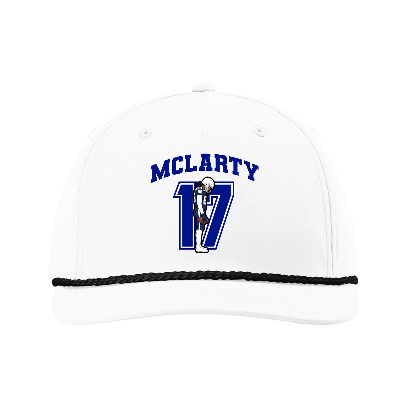 Five-Panel Classic Rope Cap — Number in White
