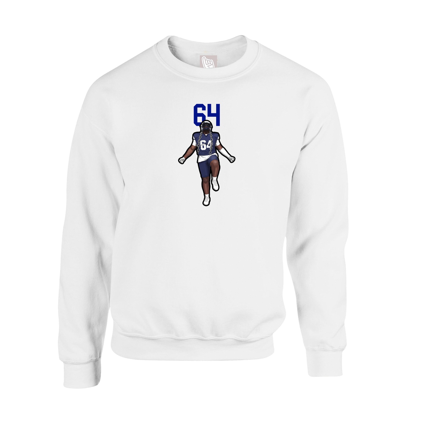 Fleece Crew — Number Top in White