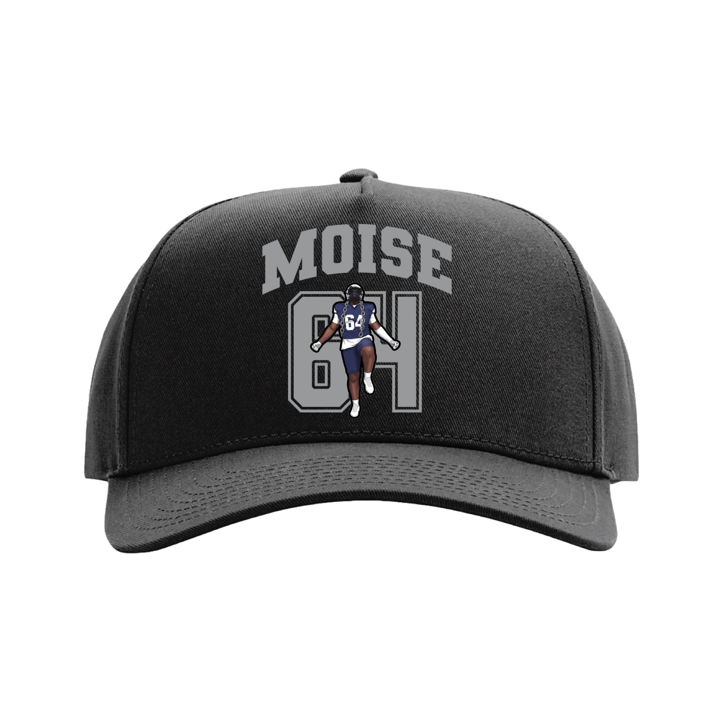 Full Fabric Five-Panel Champ Cap — Number in Black