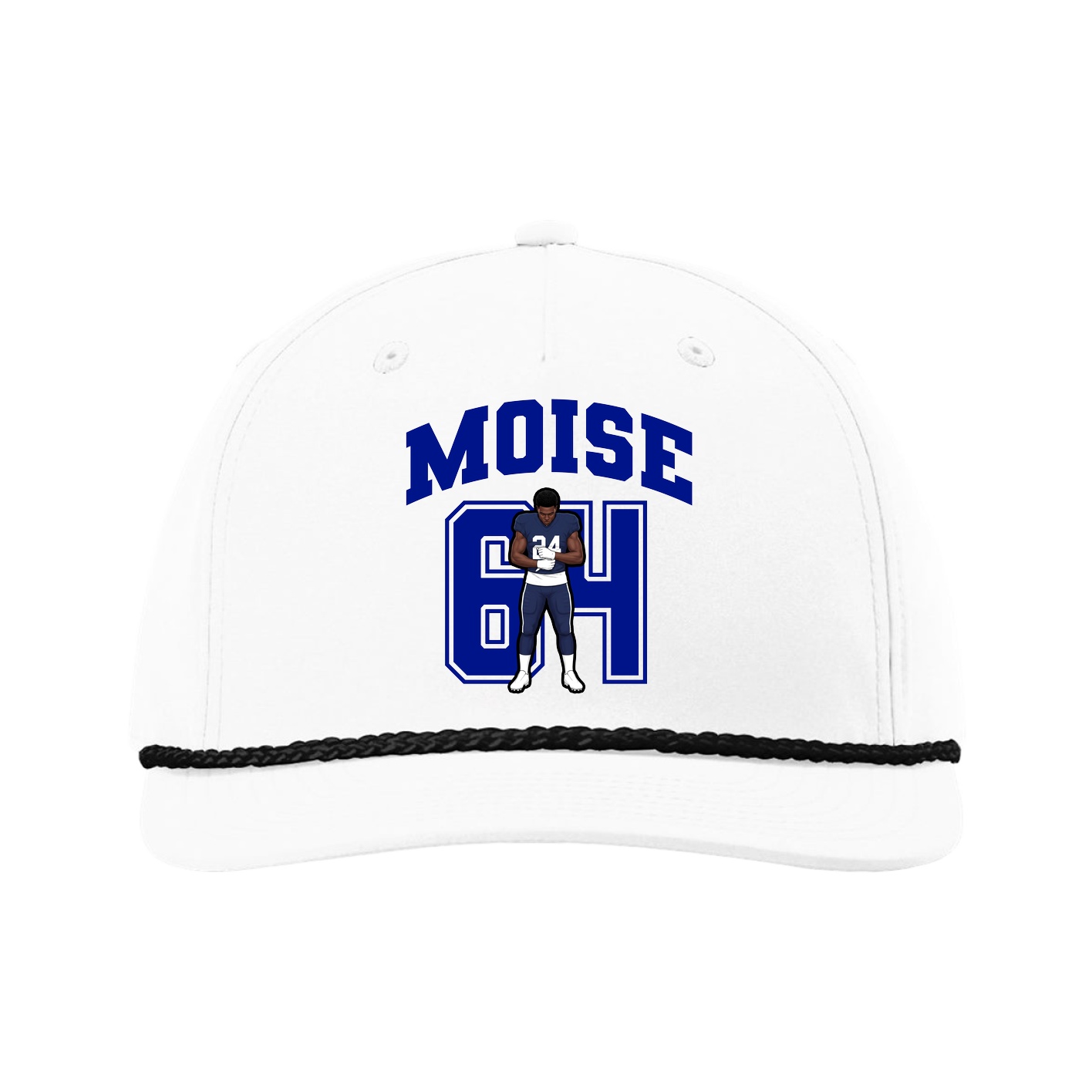 Five-Panel Classic Rope Cap — Number in White