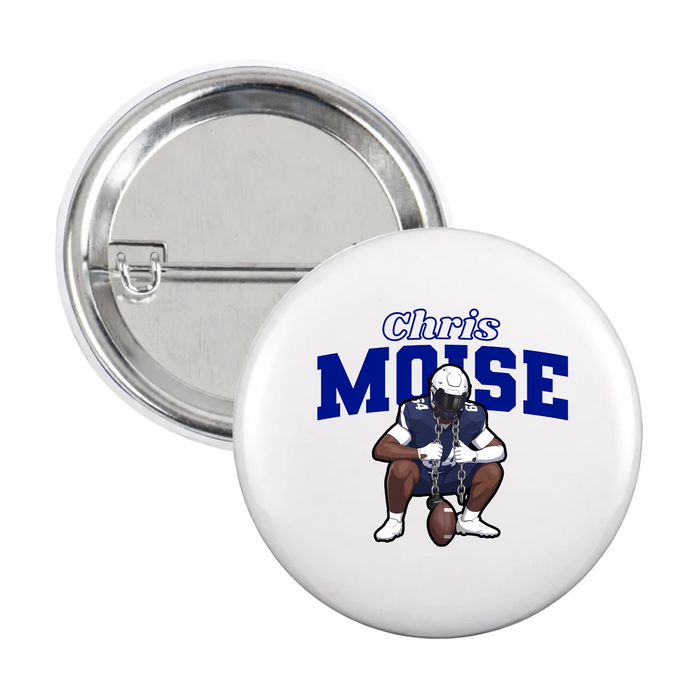 Game Day Button — Name Arch in White