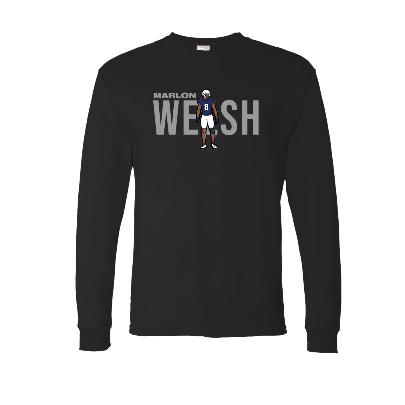 Long Sleeve Tee — Player Name in Black