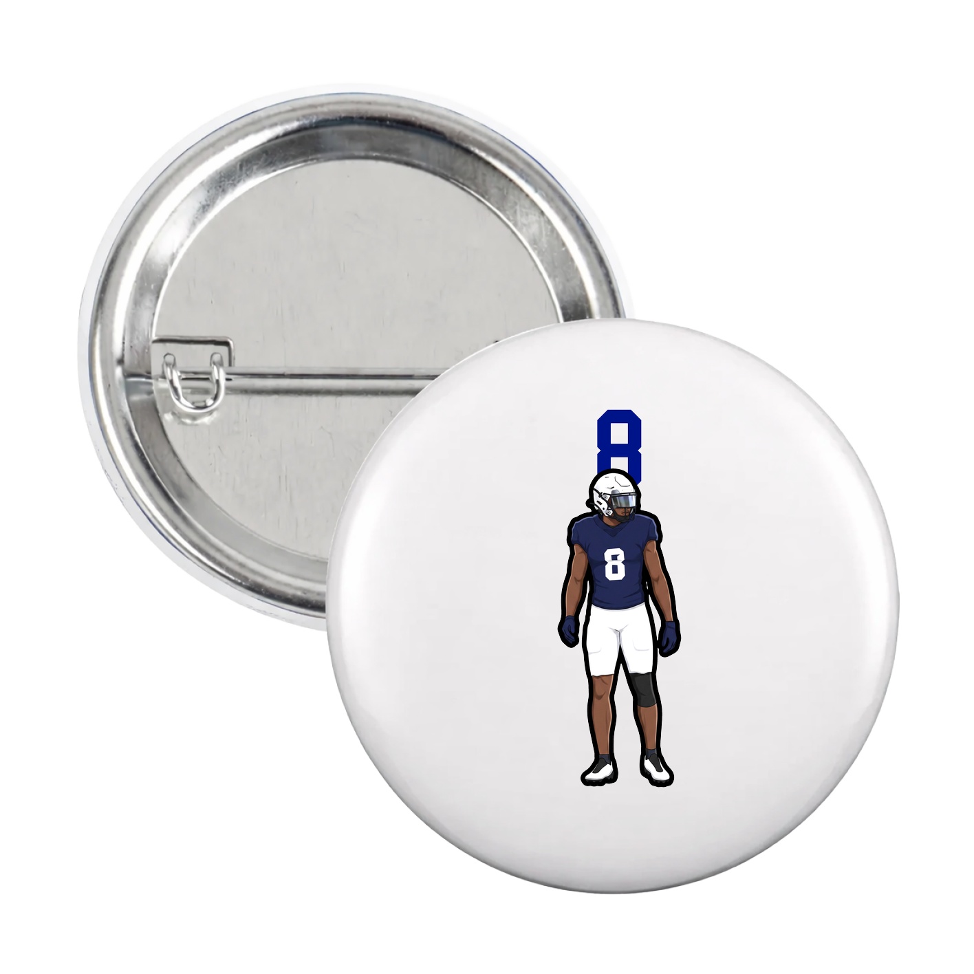 Game Day Button — Number Top in White