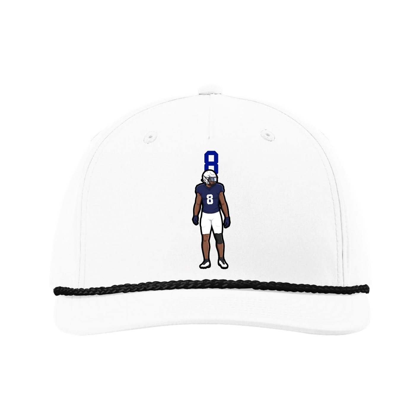 Five-Panel Classic Rope Cap — Number Top in White