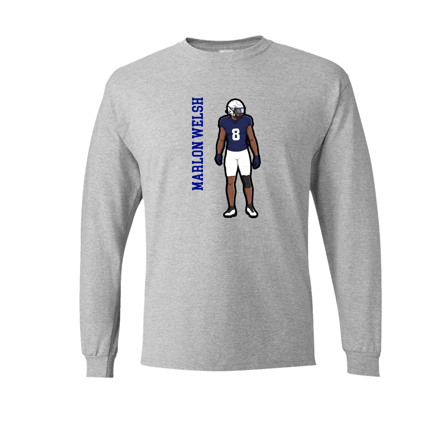 Long Sleeve Tee — Name Vertical in Grey