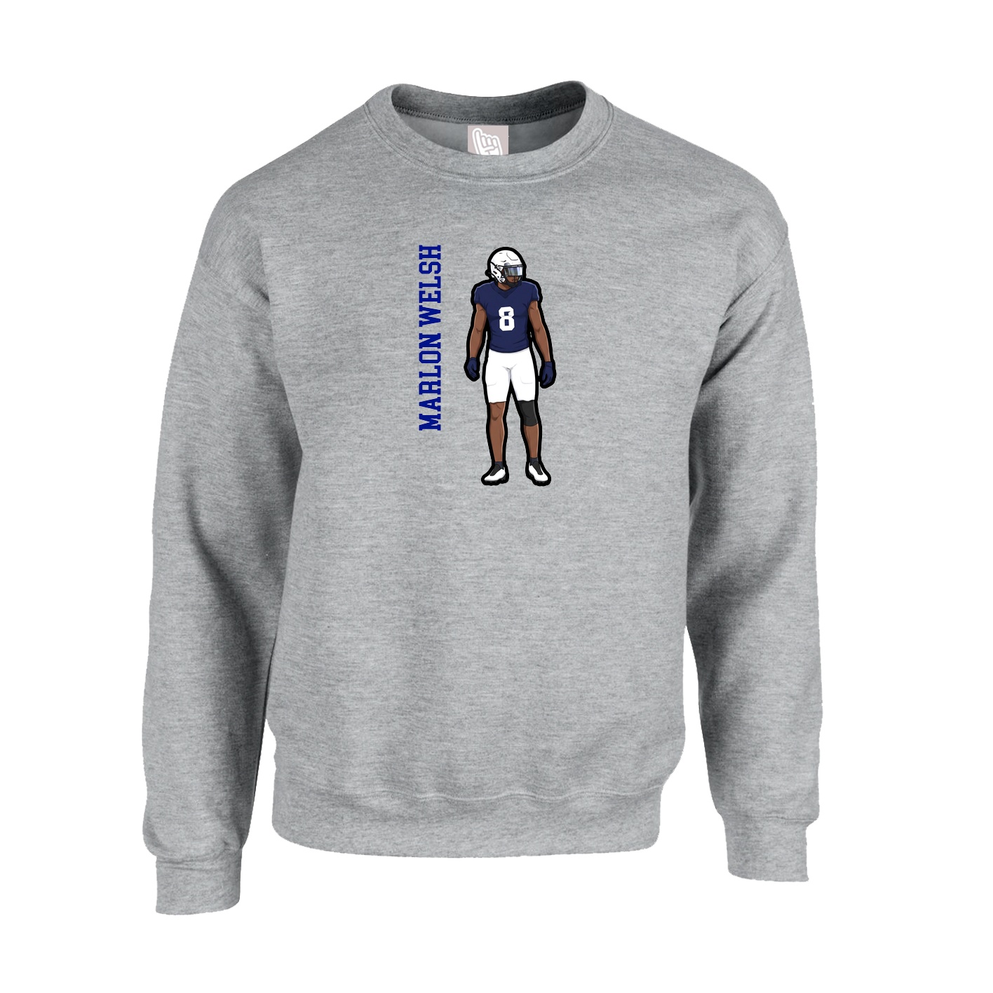 Fleece Crew — Name Vertical in Grey