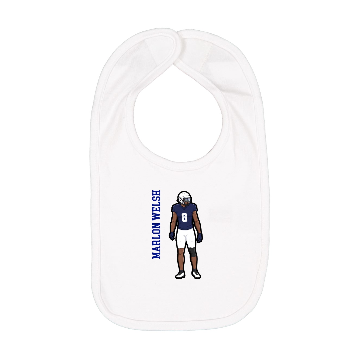 Infant Bib — Name Vertical in White