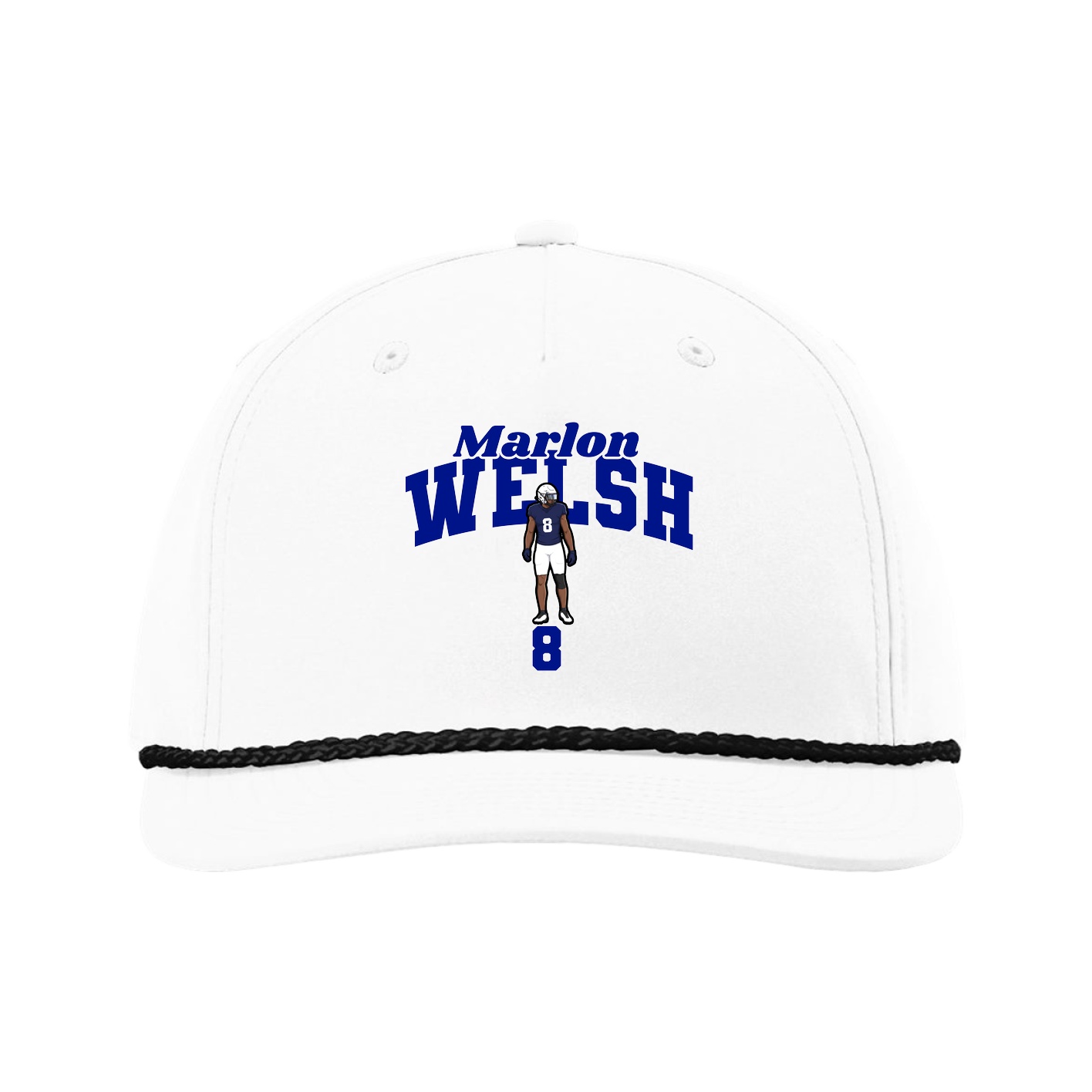 Five-Panel Classic Rope Cap — Signature Arch in White