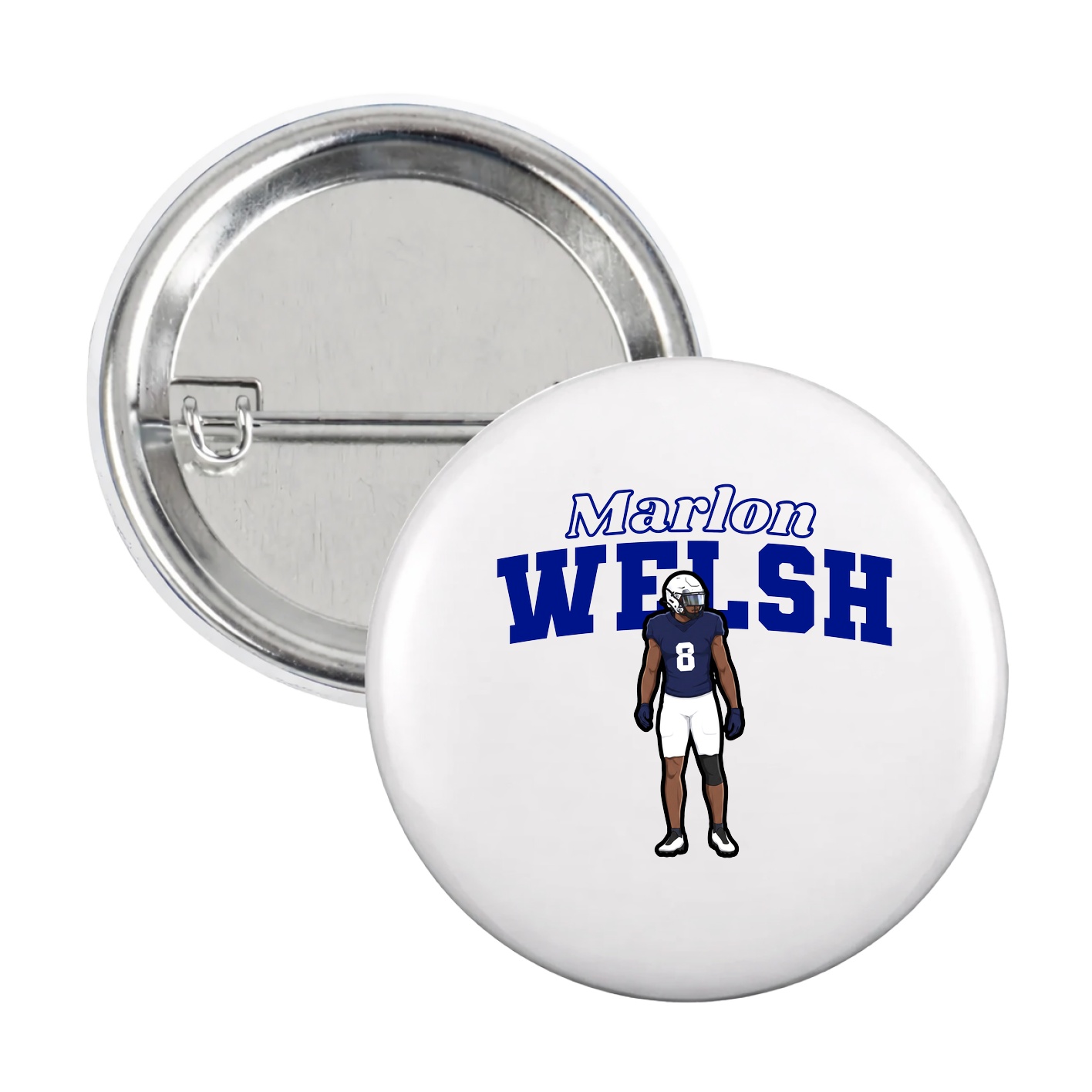 Game Day Button — Name Arch in White