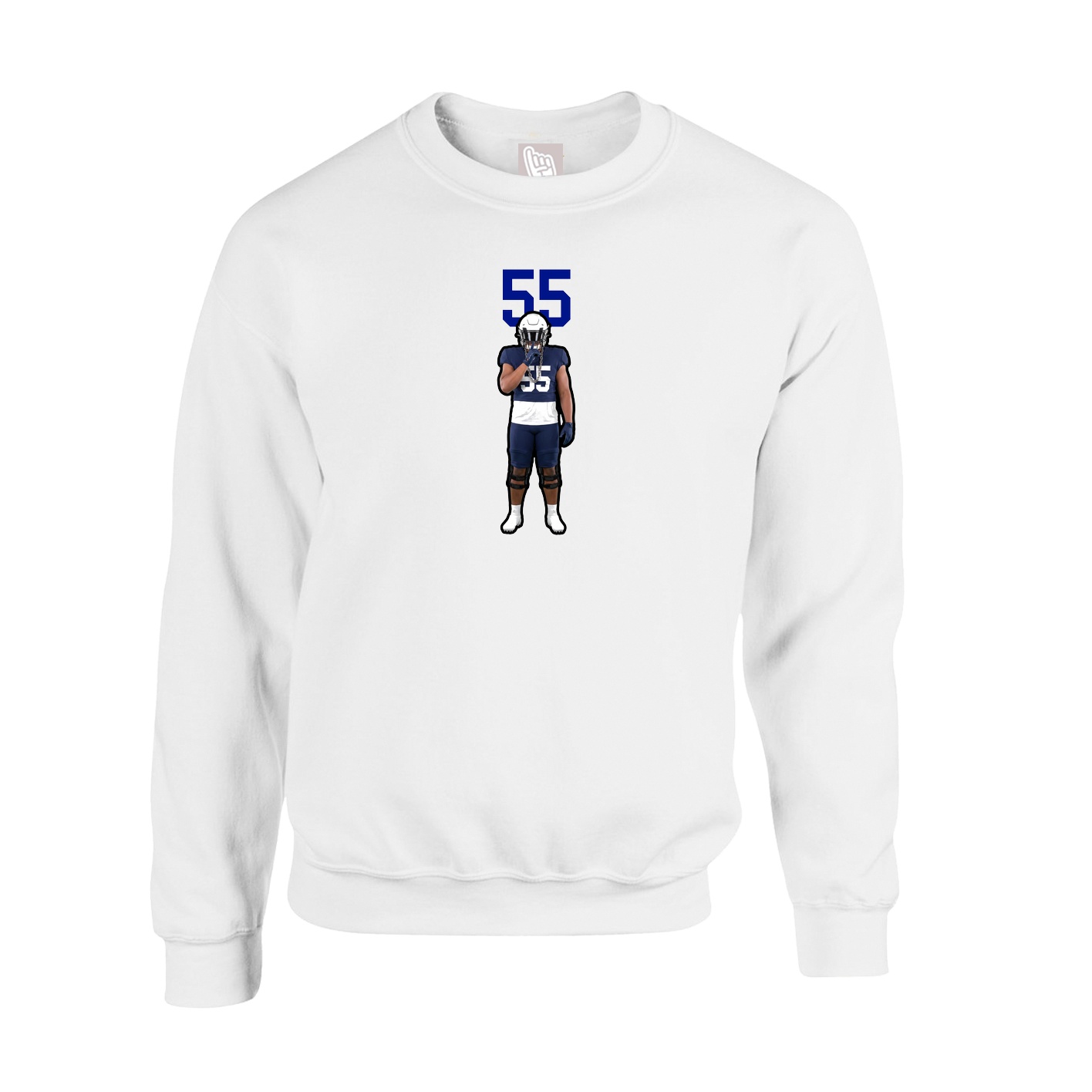 Fleece Crew — Number Top in White