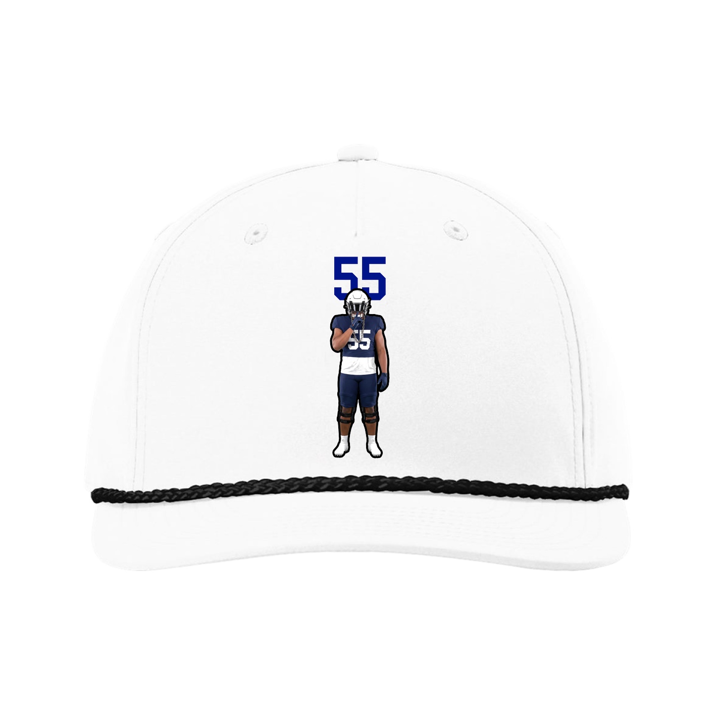 Five-Panel Classic Rope Cap — Number Top in White