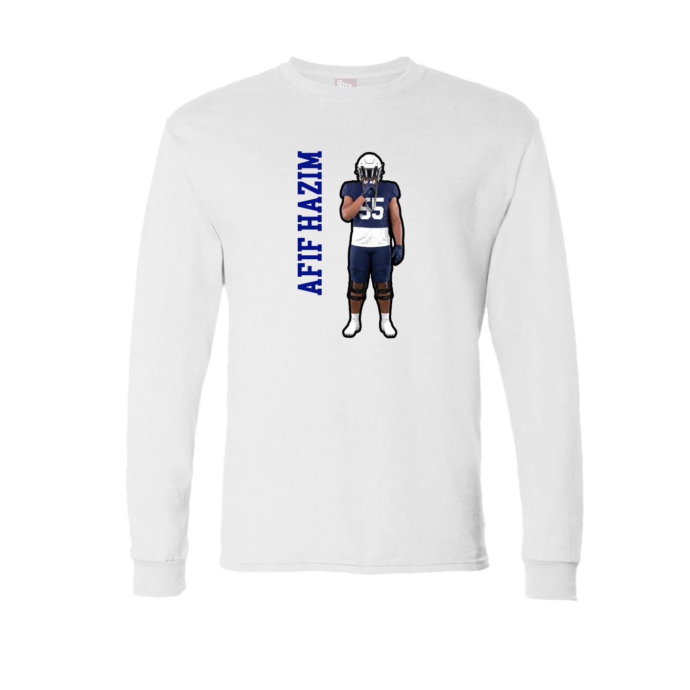 Long Sleeve Tee — Name Vertical in White