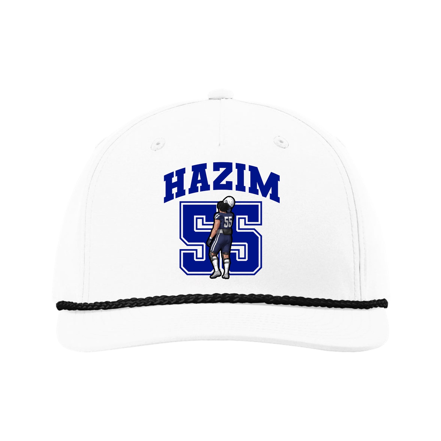 Five-Panel Classic Rope Cap — Number in White
