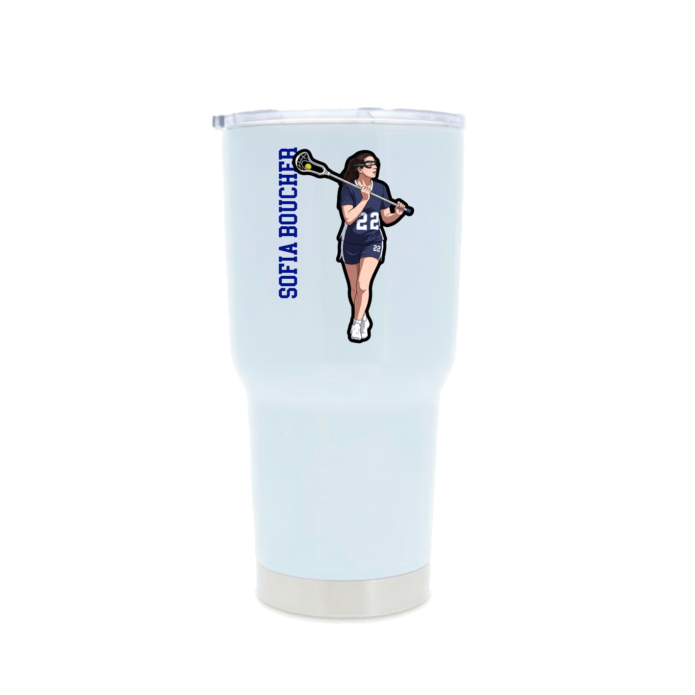 30oz Stainless Steel Tumbler — Name Vertical in White