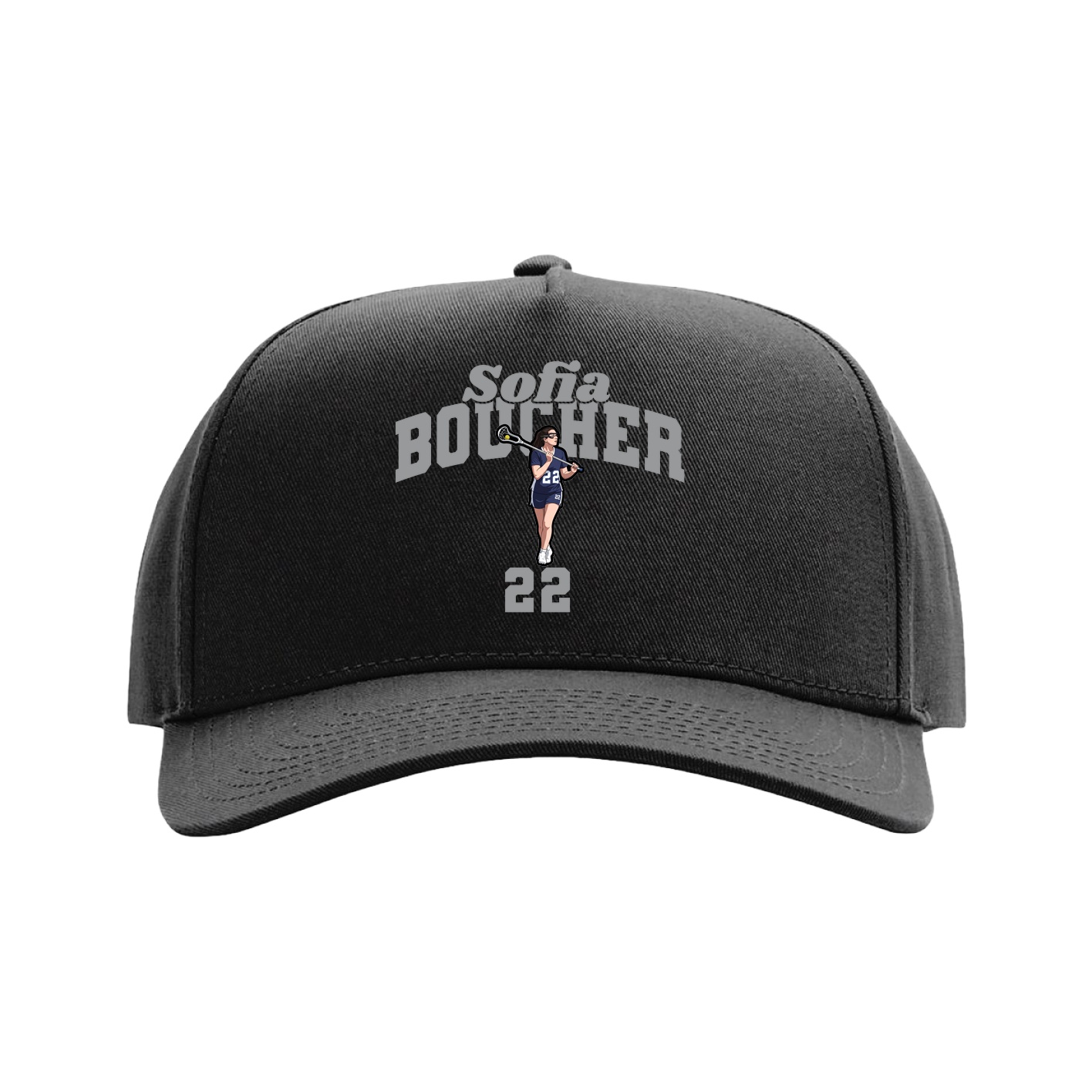 Full Fabric Five-Panel Champ Cap — Signature Arch in Black