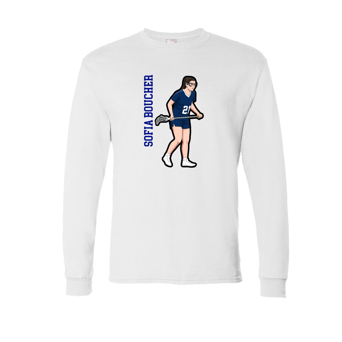 Long Sleeve Tee — Name Vertical in White