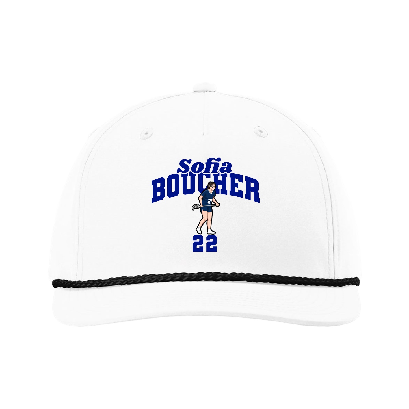 Five-Panel Classic Rope Cap — Signature Arch in White