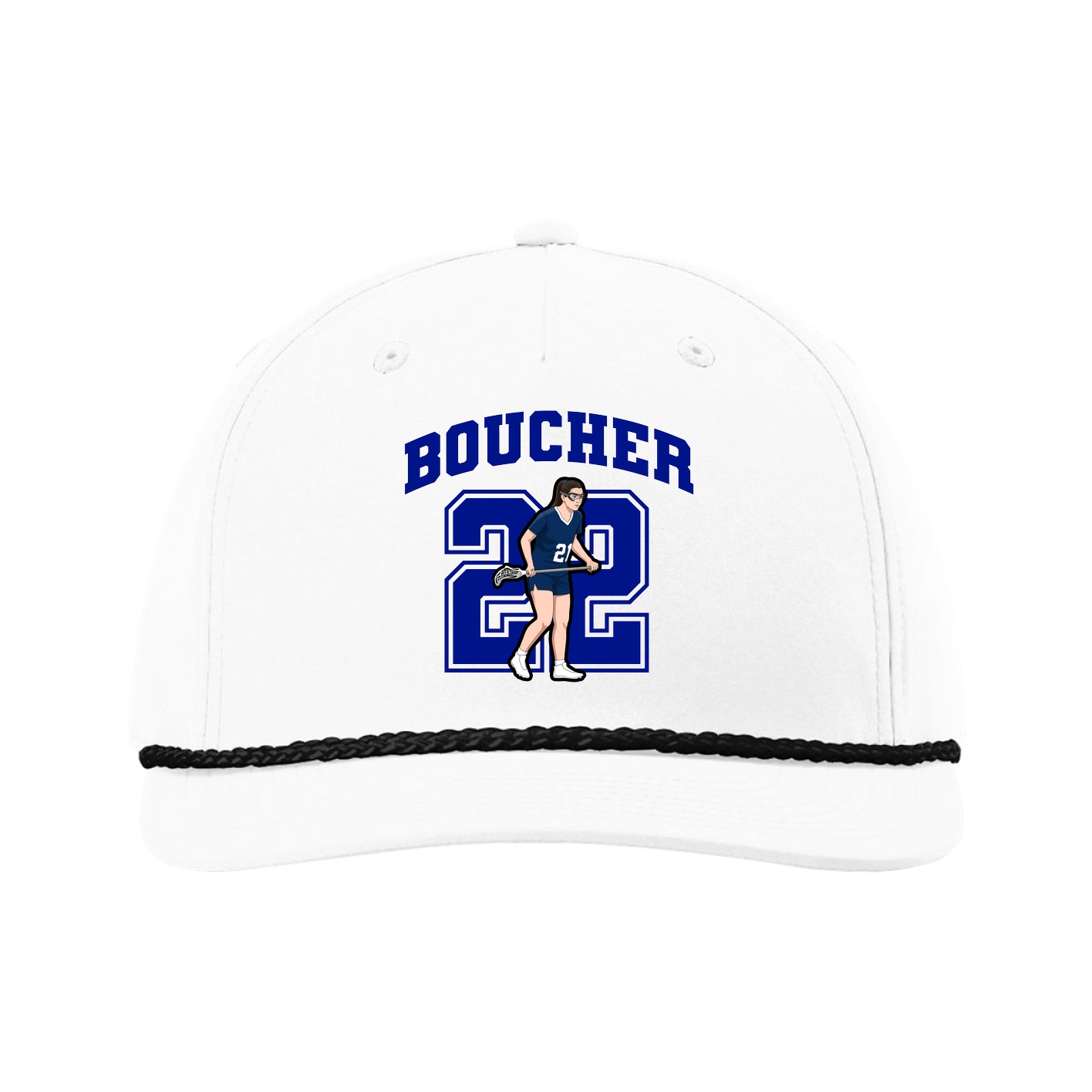 Five-Panel Classic Rope Cap — Number in White