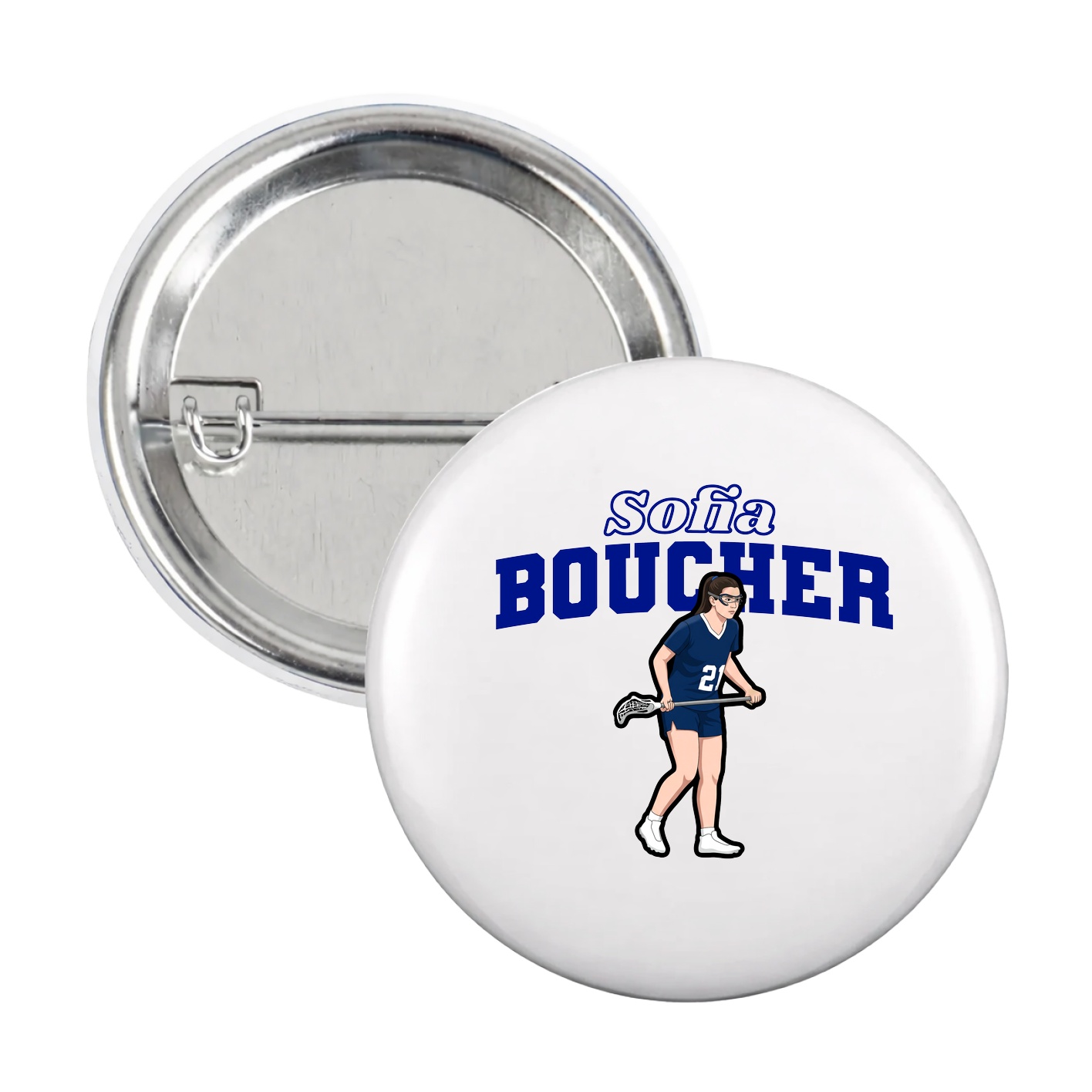 Game Day Button — Name Arch in White