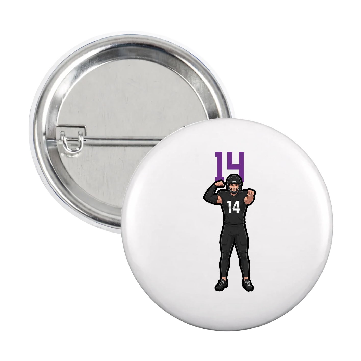 Game Day Button — Number Top in White