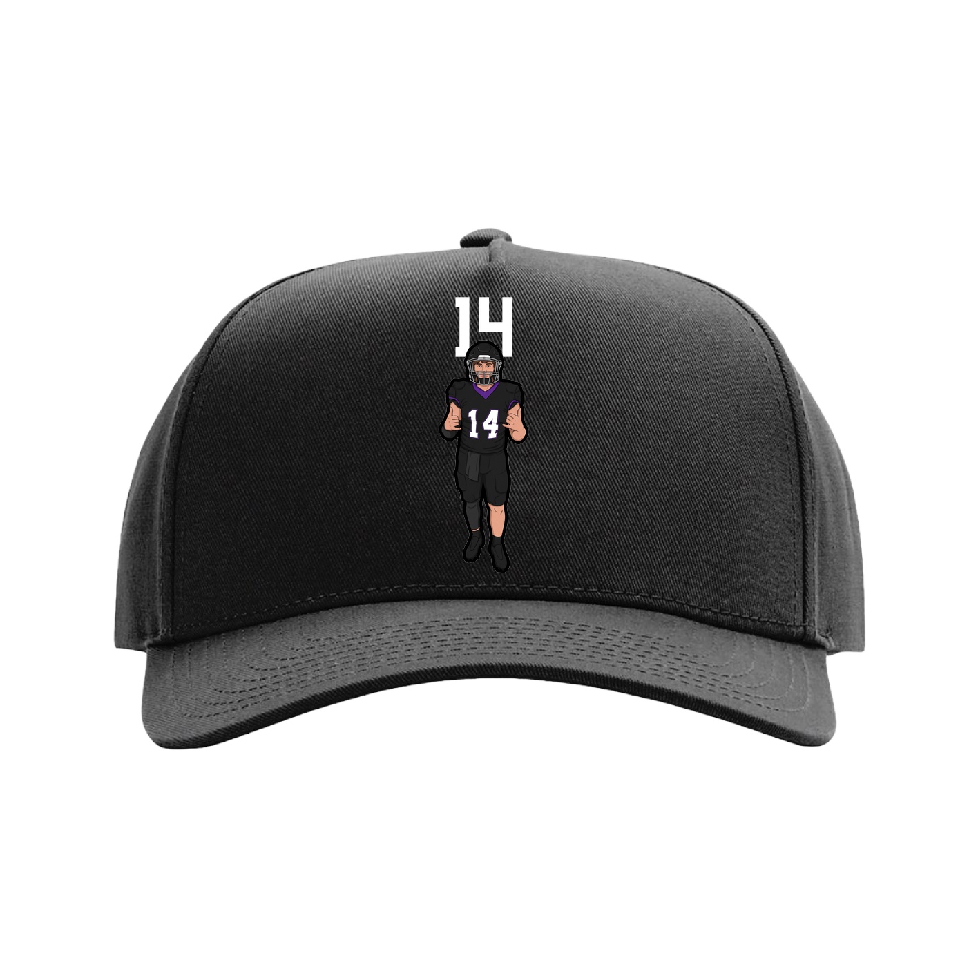 Full Fabric Five-Panel Champ Cap — Number Top in Black