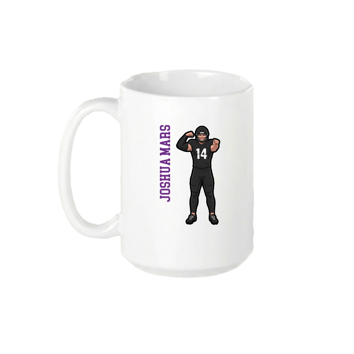15oz Coffee Mug — Name Vertical in White