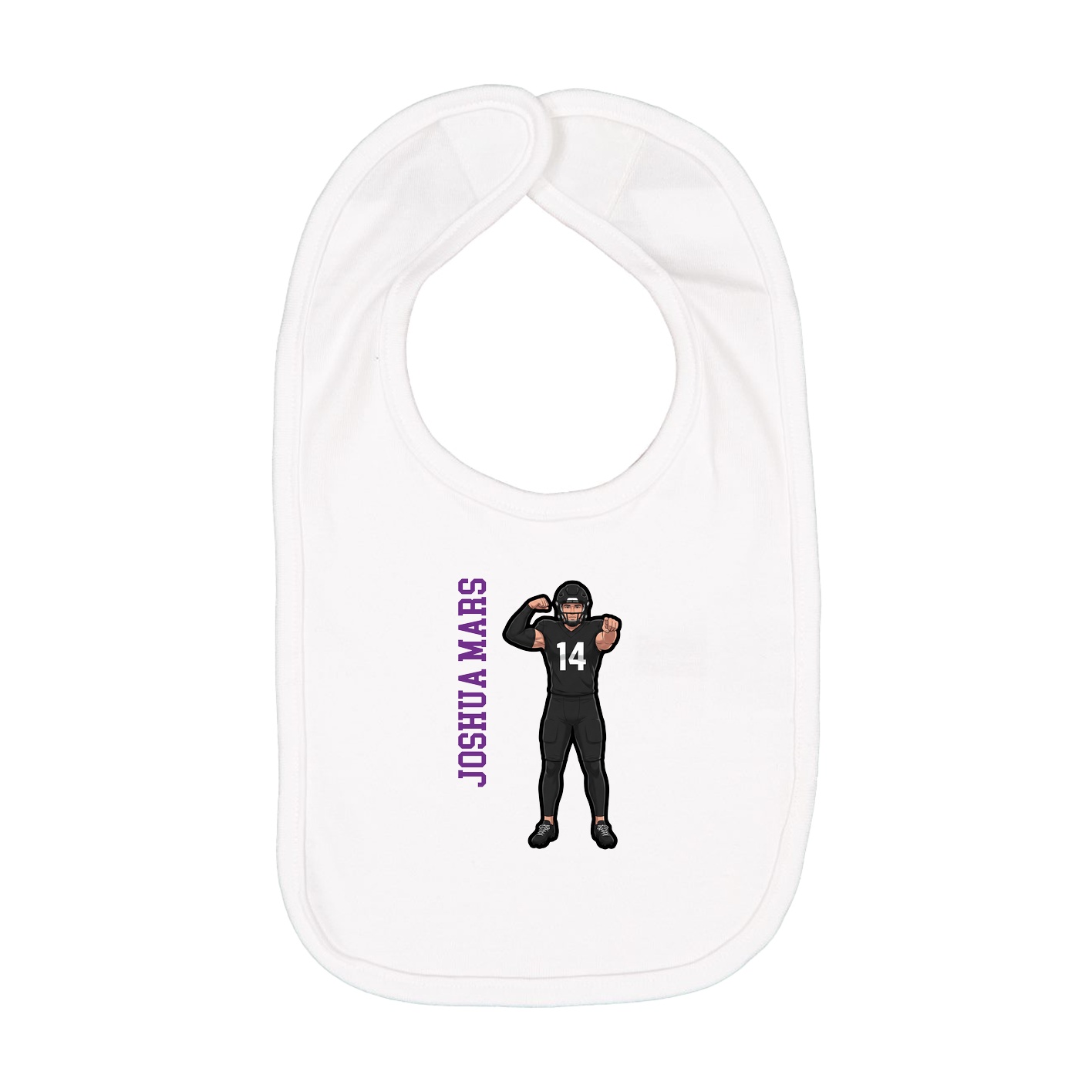 Infant Bib — Name Vertical in White