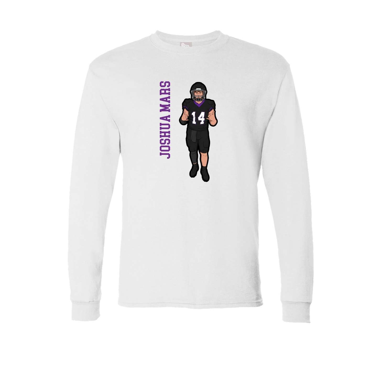 Long Sleeve Tee — Name Vertical in White
