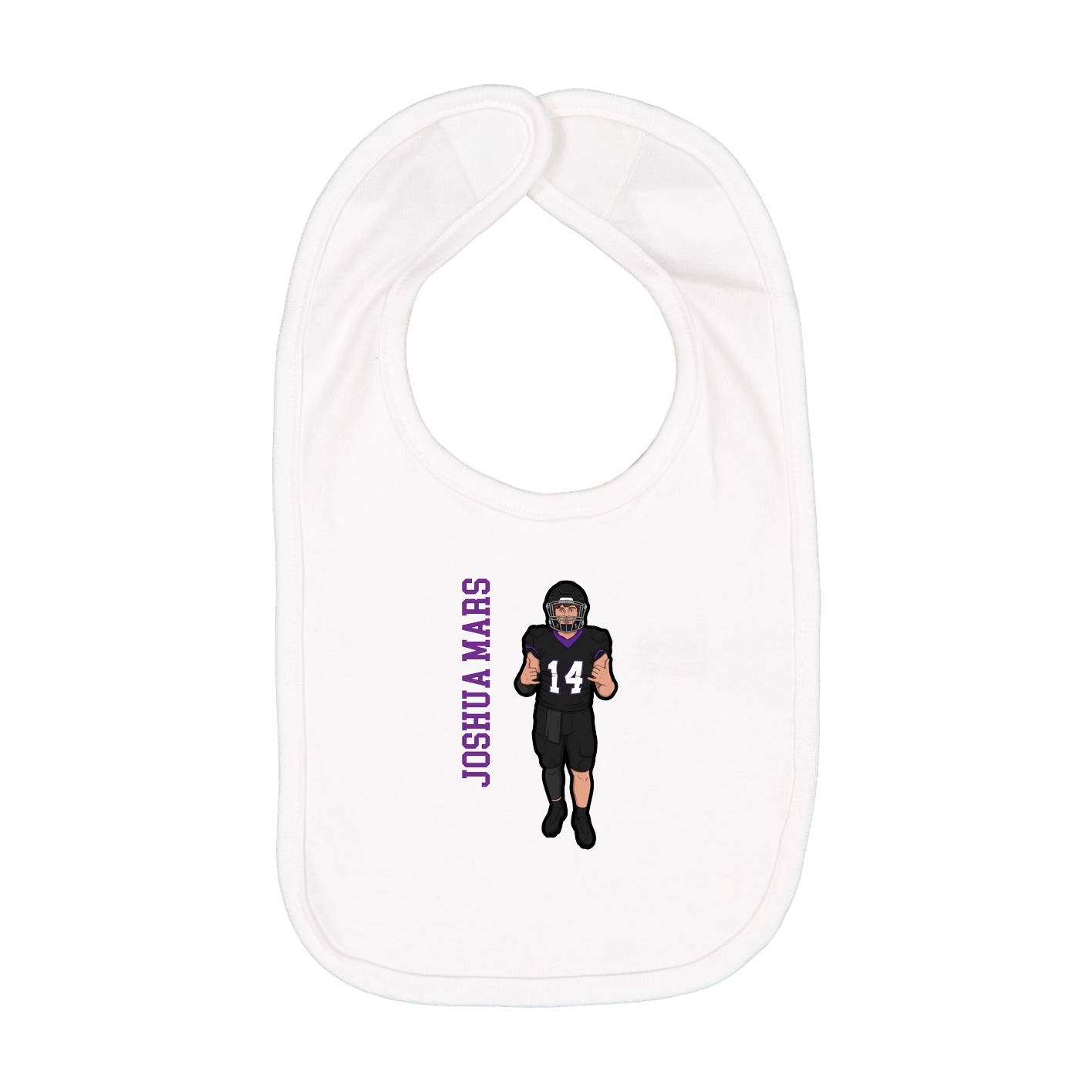 Infant Bib — Name Vertical in White