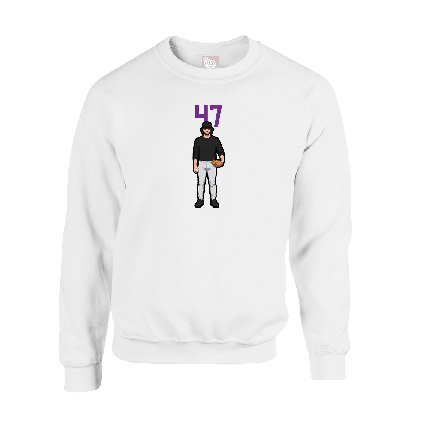 Fleece Crew — Number Top in White