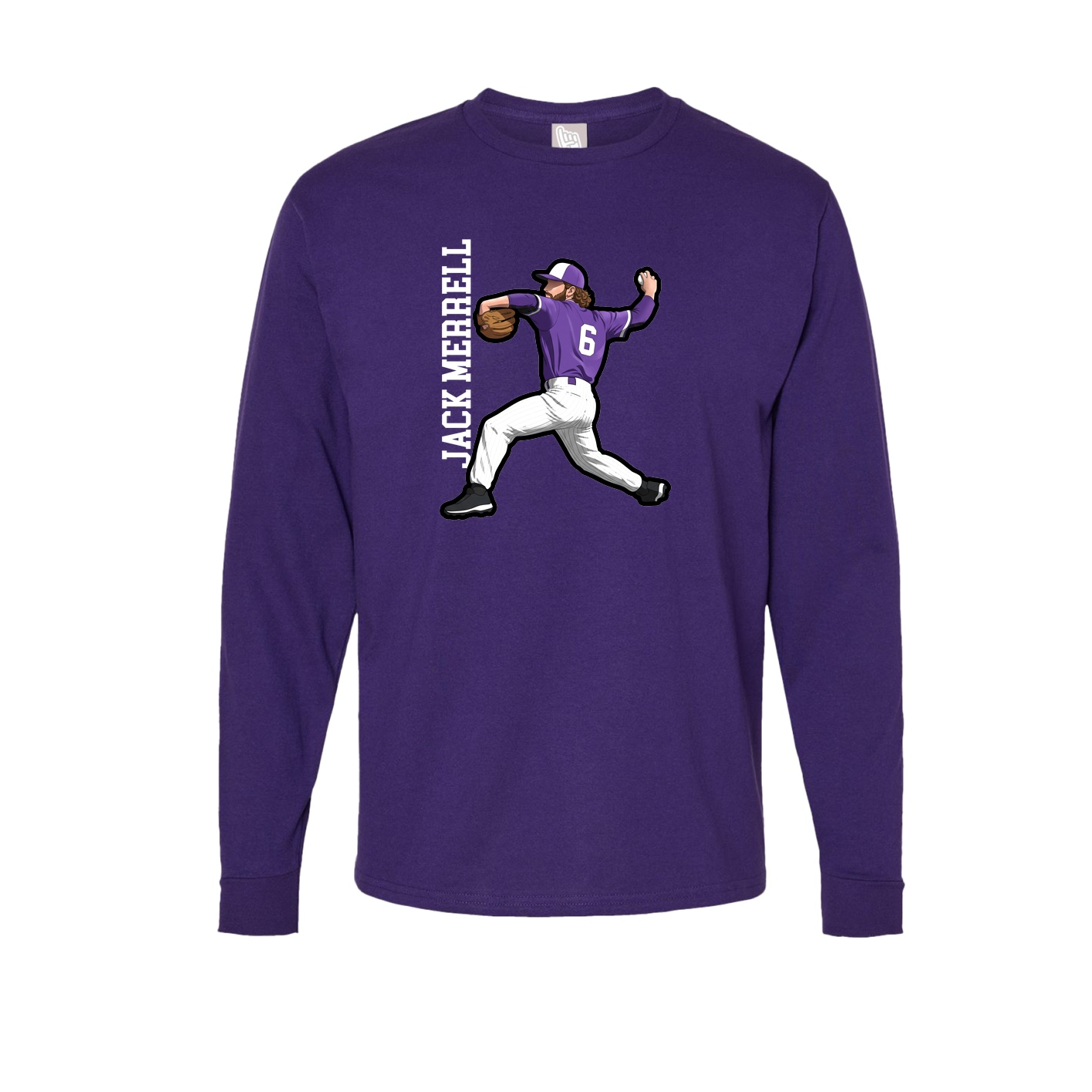 Long Sleeve Tee — Name Vertical in Purple